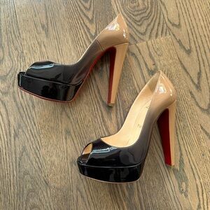 Christian Louboutin Patent Ombre Peep Toe Heels